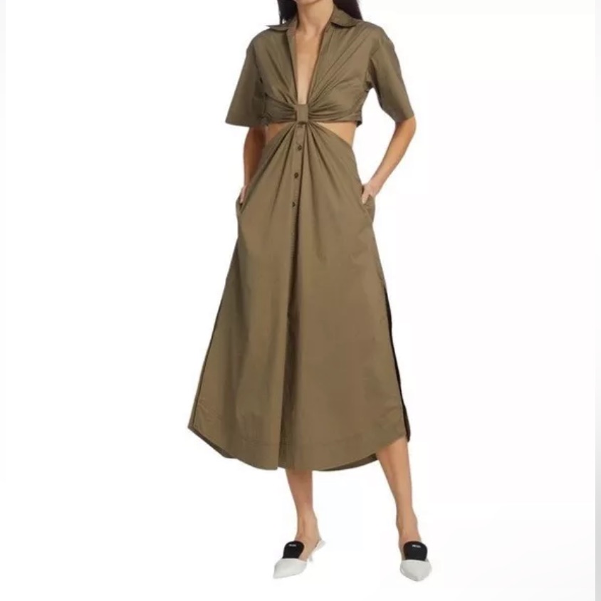 Nwt A.L.C. Georgia Dried Basil Cutout Shirt Dress - Sz 6